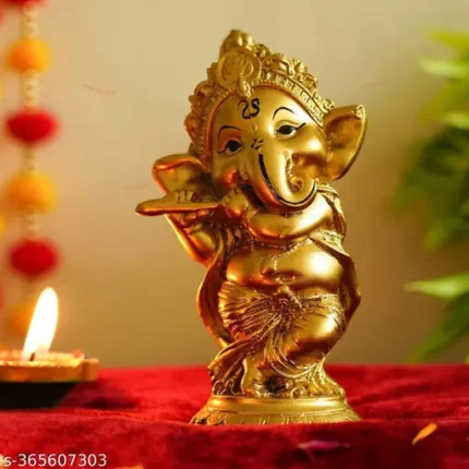 Ganesha Statue Playing Bansuri for Diwali Decoration Items for Home Gifts