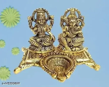 Metal Lord Statue with Diya Stand | Puja | God murti for Home décor | puja Room | Diwali Gift | Table décor | Gifted Idol (13 cm)