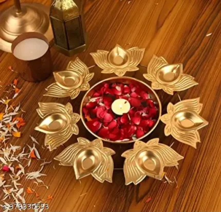 Kamal Diya Shape Flower Decorative Urli Bowl for Home Handcrafted Bowl for Floating Flowers and Tea Light Candles