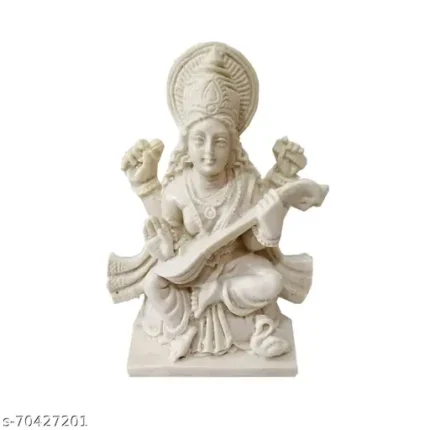 Polyresin Maa Saraswati Idol Statue Standard White, 1 Piece