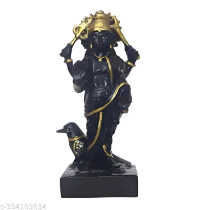 Marble Lord Shani dev God Idol Handicraft Statue Spiritual Puja Vastu Fegurine Decorative Showpiece - 20 cm (Polyresin, Black)
