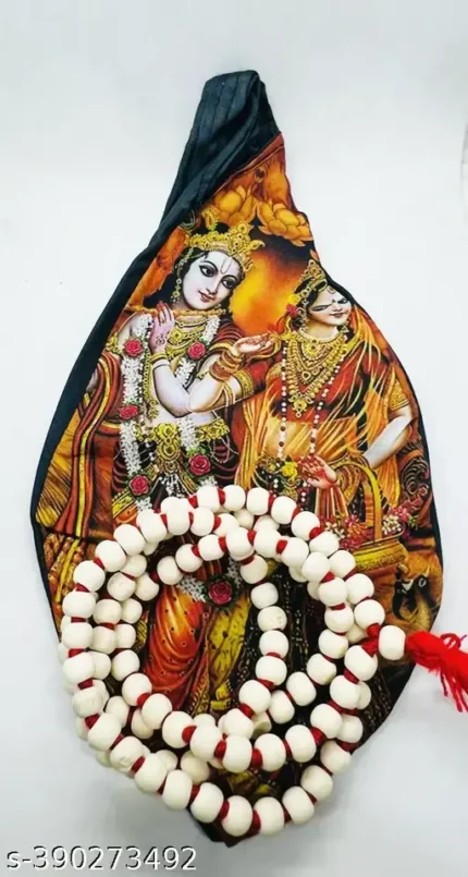 Pack Of 1 Krishna Mart Krishna Face Jaap Mala and Tulsi Mala Wooden Tulsi Mala For Jaap / Bag for Men & Women | Gomukhi Japa Mala Bag | Chanting Bead Bag/ Jaap Bag