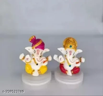 Lord Ganesha Combo of Muket and Pagadi Ganesh Ganpati Beautiful Car Dashboard Idol Figurine Showpiece Sculpture Hindu Good Luck God Car Dashboard Idol Figurine Showpiece Sculpture Hindu Good Luck God StatuesCute Ganesha Statue Sculpture Hindu God Idol Handmade Figurine Good Luck Gift Figurine