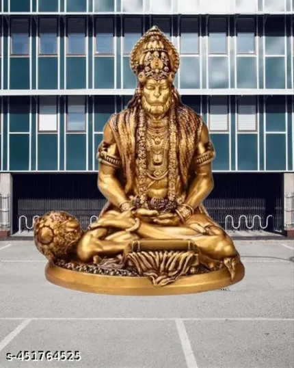 Handcraft Car Dashboard Baahubali Hanuman Ji, Ji Murti Home, Office Sankat Mochan Balaji Bajrangbali Idol Pooja Temple Showpiece Vastu Gift (Golden. 10 cm